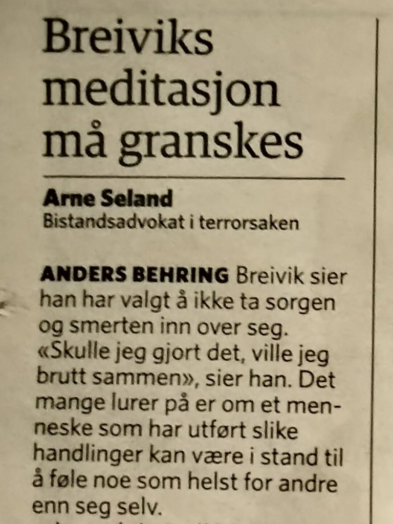 Dagbladet: Breiviks meditasjon må&nbsp;granskes