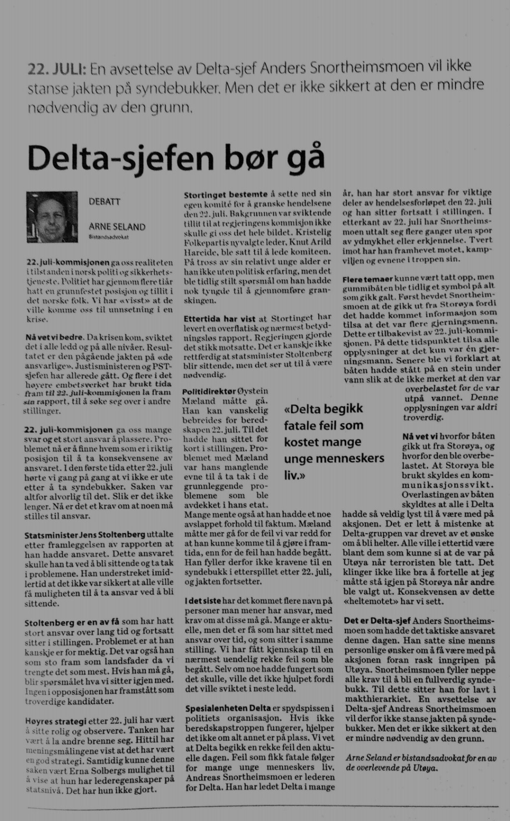 Dagsavisen: Delta-sjefen bør&nbsp;gå